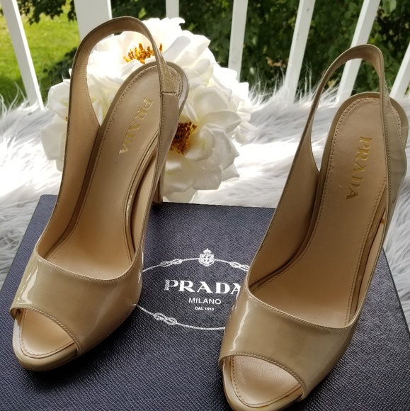 Gorgeous Prada Champagne Peep Toe Heels - Picture 3 of 5